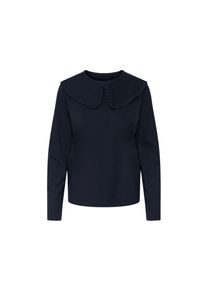 Tchibo - Triko s dlouhým rukávem a volánovým límcem - pro ženy - vel. S 36/38 - barva: modrá