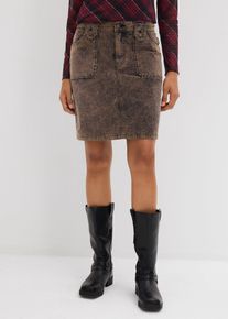 Krátká manšestrová sukně se sepraným vzhledem | Hnědá | Vel. 46 | bonprix