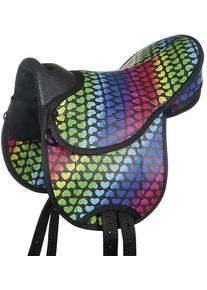 HKM Colourful Shettysattel Set, heart/black, 12"