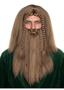 maskworld Viking met bruine vlechten Pruik & baard