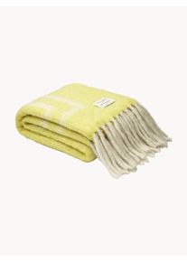 Bongusta Ručně vyroben&yacute; pl&eacute;d Weekend Žlut&aacute; Uměl&eacute; vlakno &Scaron; 130 cm, D 170 cm