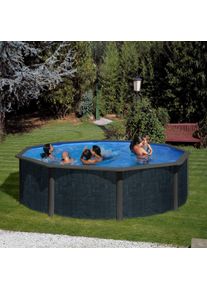 BWT 72701 Feeling Stahlwand-Pool, Ø 350x120cm, rund, Hochbeckenleiter, Rattanoptik
