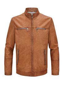 Velké Velikosti - Milestone - Měkká kožená bunda z nubukové kůže se stojáčkem - 68 - Hnědá