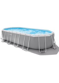 Intex 26798GN Prism Frame Pool, 610x305x122cm, oval, Schwimmbecken Filterpumpe grau