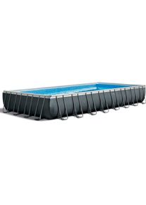 Intex 26374GN Ultra XTR Frame Pool, 975x488x132cm, rechteckig, Sandfilter, grau
