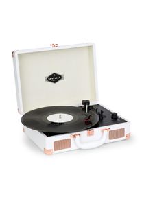 Nostalgy by Auna, Peggy Sue, retro gramofon, desky, USB, AUX, b&iacute;l&aacute;/růžovo-zlat&aacute;