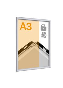 Bezpečnostní zaklapávací rámeček A3, 19 mm, samolepicí, Hliník, stříbrná