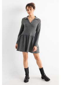 C&Amp;A Áčkové šaty-žebrované, Šedé, Größe: M