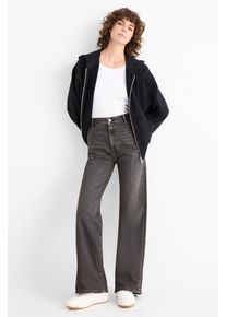C&Amp;A Wide leg jeans-high waist-LYCRA , Šedé, Größe: 34