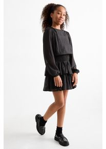 C&Amp;A Šifonové šaty-s třpytivým efektem, Černé, Größe: 158