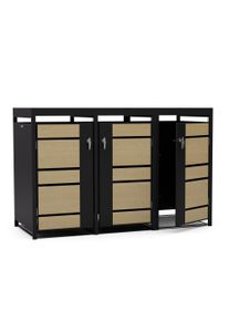 Blumfeldt BinSafe, box na odpadky, 3 odpadkové koše, 240 l, uzamykatelný, pozinkovaná ocel odolná vůči povětrnostním vlivům, střecha pro výsadbu