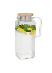 Klarstein Livenza, džbán na vodu, 1,5 l, borosilikátové sklo, sítko z nerezové oceli, víko z dubového dřeva