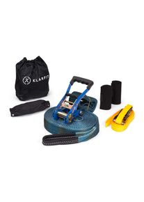 Klarfit Antero Slackline, 15 m x 5 cm, 2,5 m r&aacute;čnov&eacute;ho lana, 2 x chr&aacute;niče stromů, včetně pomocn&eacute; slackline a ta&scaron;ky na přen&aacute;&scaron;en&iacute;