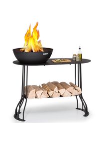 Blumfeldt Nantai, ohniště s grilem, Ø 50 cm, grilovací rošt Ø 48 cm, stůl