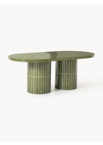 Oválný zahradní jídelní stůl Saya Zelená Beton Š 200 cm, D 100 cm | Westwing Collection