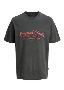 Jack & Jones Velk&eacute; Velikosti - Jack & Jones - Bavlněn&eacute; tričko s potiskem na předn&iacute; straně - 5XL - Antracit