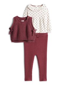 C&Amp;A Srdíčka-outfit pro miminka-žebrovaný-3dílný, Červené, Größe: 104