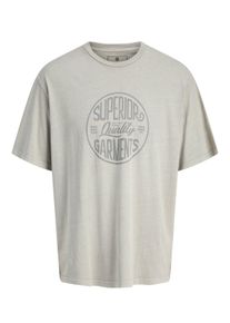 Jack & Jones Velk&eacute; Velikosti - Jack & Jones - Bavlněn&eacute; tričko s potiskem na předn&iacute; straně - 6XL - B&eacute;žov&aacute;