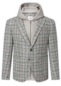 Velké Velikosti - JOOP! - Kostkované sako ze směsi vlny s kapucí - 58 - Grey