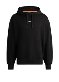 Velké Velikosti - BOSS Orange - Baumwoll-Hoodie s nápisem loga - 5XL - Černá