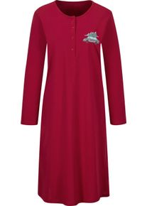 Comtessa Damske Noční košile s knoflíkovou lištou červená-antracitová ,velikost 52/54