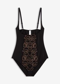 Stahovac&iacute; body s lehk&yacute;m tvaruj&iacute;c&iacute;m efektem a třpytivou př&iacute;z&iacute; | Čern&aacute; | Vel. 50 | bonprix