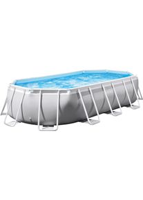 Intex 26796GN Prism Frame Pool, 503x274x122cm, oval, Kartuschenfilter, grau