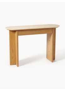 Dřevěný konzolový stolek s travertinovou deskou a zásuvkou Zumi Hnědá Dřevo, Travertin Š 120 cm, V 80 cm | Westwing Collection