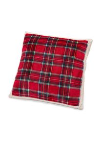 Tchibo - Kostkovaný plyšový dekorační polštář - barva: červená