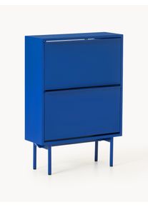Dřevěná skříňka na boty s výklopnými policemi Elona Modrá Kov, Dřevo Š 64 cm, V 91 cm | Westwing Collection