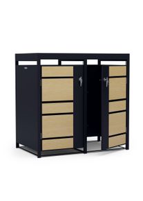 Blumfeldt BinSafe, box na odpadky, 2 odpadkové koše, 240 l, uzamykatelný, pozinkovaná ocel odolná vůči povětrnostním vlivům, střecha pro výsadbu