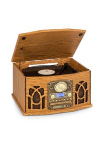 Auna NR-620, DAB, stereo systém, dřevo, gramofon, DAB +, přehrávač CD, hnědý