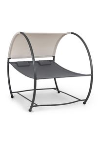 Blumfeldt Umbria, dvojitá houpací síť, volně stojící, ocelový rám, polštář, střecha, šedá