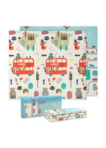 Babify Dětská podložka na hraní, 1 cm silná, skládací, potiskluzová, extra velká, oboustranná, voděodolná, přenosná, pro kojence a batolata, rozměr 180 x 200 x 1,0 cm, vícebarevná