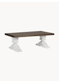 Moycor Ručně vyrobený konferenční stolek z dřeva mindi Everest Bílá, Hnědá Š 70 cm, V 45 cm