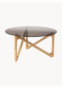 Dutch Bone Dutchbone Kulatý konferenční stolek z dubového dřeva Naia Transparentní Ø 80 cm, V 40 cm