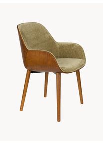 Dutch Bone Dutchbone Jídelní židle s područkami z jasanového dřeva Taylor Zelená, Hnědá V 84 cm, Š 60 cm