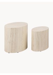 AC Design Sada odkládacích stolků s travertinovým efektem Mice, 2 díly Béžová Š 33 cm, H 48 cm