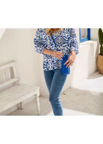 Tchibo - Tuniková halenka s potiskem - pro ženy - vel. 38 - barva: modrá/s potiskem