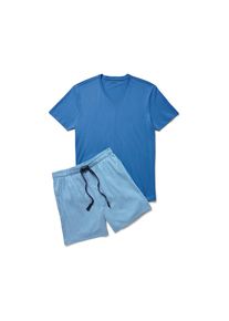 Tchibo - Krátká pyžamová souprava - pro muže - vel. 3XL 64/66 - barva: modrá/s proužky