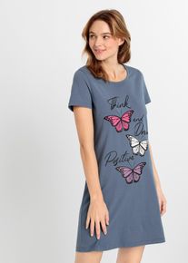 Krátká noční košile z čisté organické bavlny | Modrá | Vel. 52/54 (XXL) | 100% bavlna| bonprix