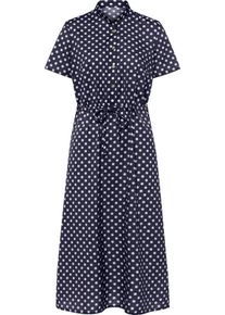 Damske Šaty do A s knoflíkovou lištou, puntíkované námořnická modrá-bílá-puntík ,velikost 50