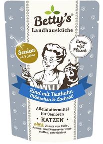 Bettys Landhausküche Cat Nassfutter Senior mit Rind, Truthahn & Möhrchen, 12x100g