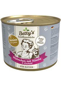 Bettys Landhausküche Cat Nassfutter Senior mit Hühnchen, Kürbis & Lachsöl, 6x200g