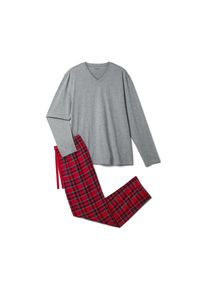 Tchibo - Pyžamov&aacute; souprava s flanelov&yacute;mi kalhotami - pro muže - vel. M 48/50 - barva: &scaron;ed&aacute;/kostkovan&yacute;