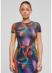 Urban Classics - Ladies AOP Mesh Multicolorreflection - Tričko - v&iacute;cebarevn&yacute; - XS - 90% Polyester, 10% Elastan,Pletivo