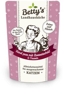 Bettys Landhausküche Cat Nassfutter mit Rind pur & Borretschöl, 12x100g