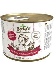 Bettys Landhausküche Cat Nassfutter mit Rind pur & Leinöl, 6x200g