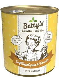 Bettys Landhausküche Cat Nassfutter mit Geflügel pur, 6x800g
