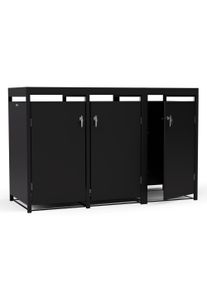 Blumfeldt BinSafe, box na odpadky, 3 odpadkov&eacute; ko&scaron;e, 240 l, uzamykateln&yacute;, pozinkovan&aacute; ocel odoln&aacute; vůči povětrnostn&iacute;m vlivům, střecha pro v&yacute;sadbu